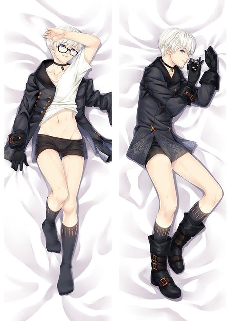 9S NieR Automata Dakimakura Anime Body Pillow Case 17027-3 Male Glasses