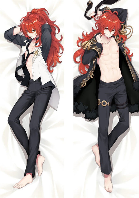 Diluc Ragnvindr Genshin Impact 21050-2-Dakimakura Anime Body Pillow Case-Dakiheaven.com