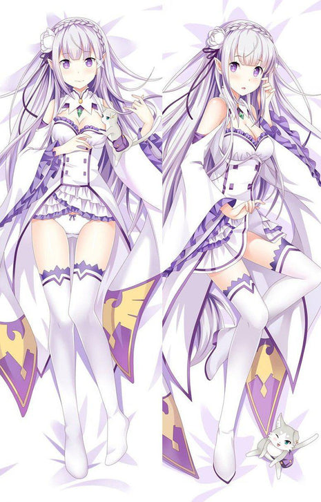 Emilia Re: Zero Dakimakura Anime Body Pillow Case 67012 Female With cat