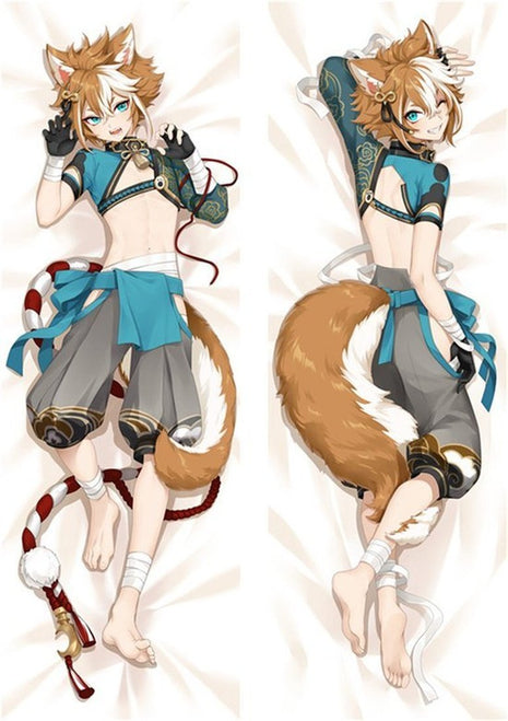Gorou Genshin Impact Dakimakura Anime Body Pillow Case 21079-1 Male Animal ears