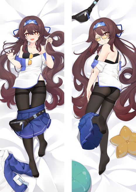 Hu Tao Genshin Impact Dakimakura Anime Body Pillow Case 22058-2 Female Glasses