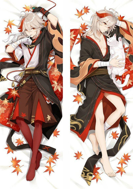 Kaedehara Kazuha Genshin Impact Dakimakura Anime Body Pillow Case 21066-1 Male With cat