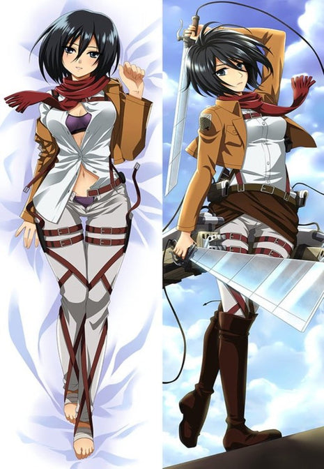 Mikasa Attack on Titan Dakimakura Anime Body Pillow Case Female Sword