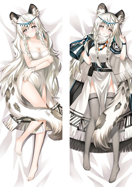 Pramanix Arknights Dakimakura Anime Body Pillow Case 97019 Female Animal ears White dress
