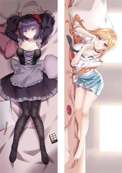 Shizuku Kuroe & Marin My Dress Up Darling Dakimakura Anime Body Pillow Case 22229 Maid Female Maid School uniform