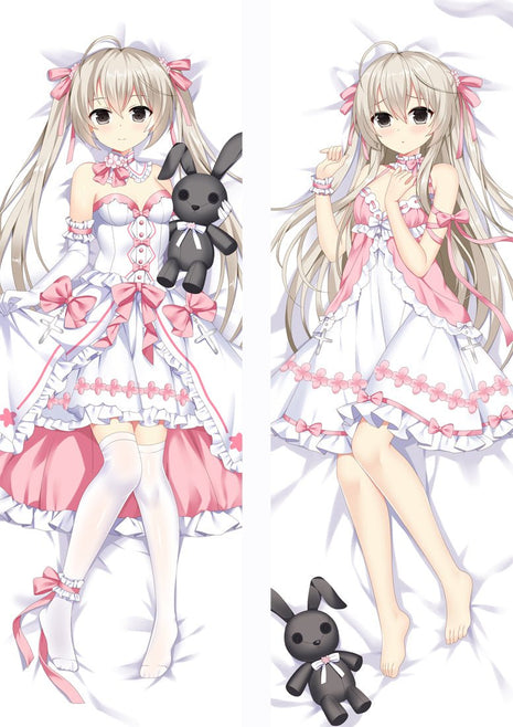 Sora Kasugano Yosuga no Sora Dakimakura Anime Body Pillow Case 94032 Female With bunny White dress