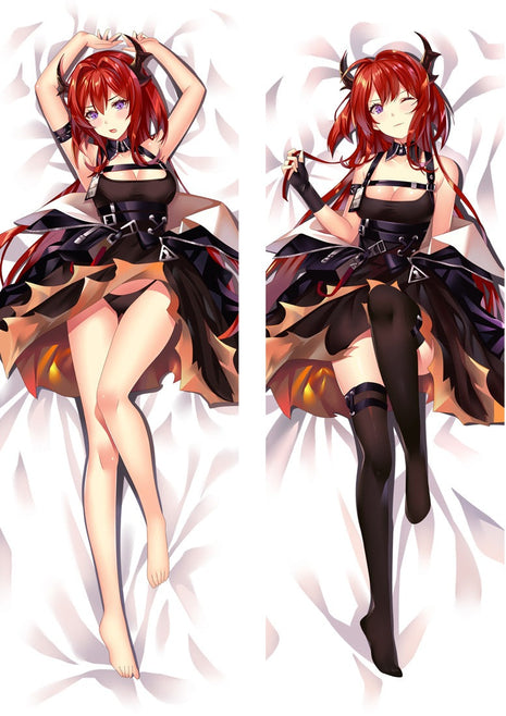 Surtr Arknights Dakimakura Anime Body Pillow Case 21505 Female Horns Black dress