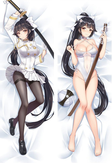 Takao Azur Lane Dakimakura Anime Body Pillow Case 17077-1 Female Sword White dress Swimsuit