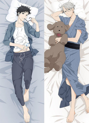 Victor & Katsuki Yuri on Ice Dakimakura Anime Body Pillow Case 77028 Male With dog