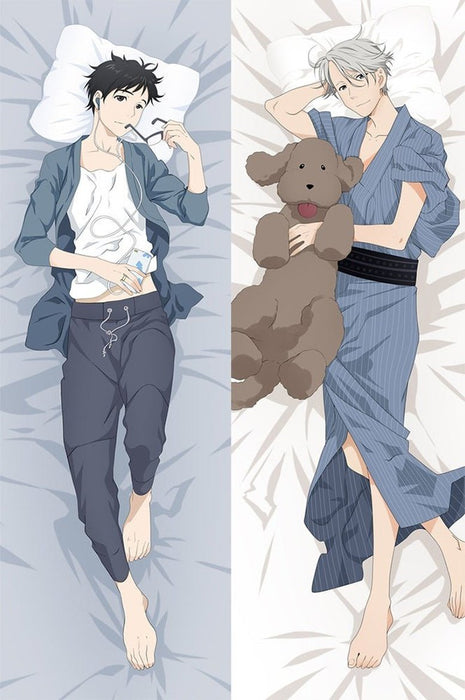 Victor & Katsuki Yuri on Ice Dakimakura Anime Body Pillow Case 77028 Male With dog