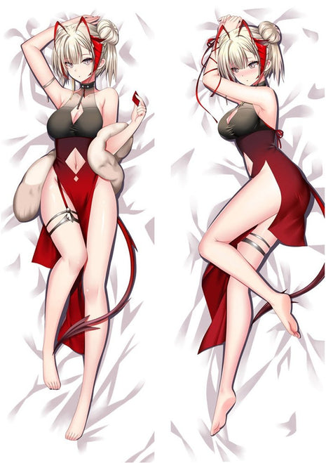 W Arknights Dakimakura Anime Body Pillow Case 21638 Female Horns Red dress