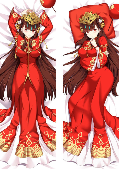 Yat Sen Azur Lane Dakimakura Anime Body Pillow Case 20332 Female Red dress Kimono
