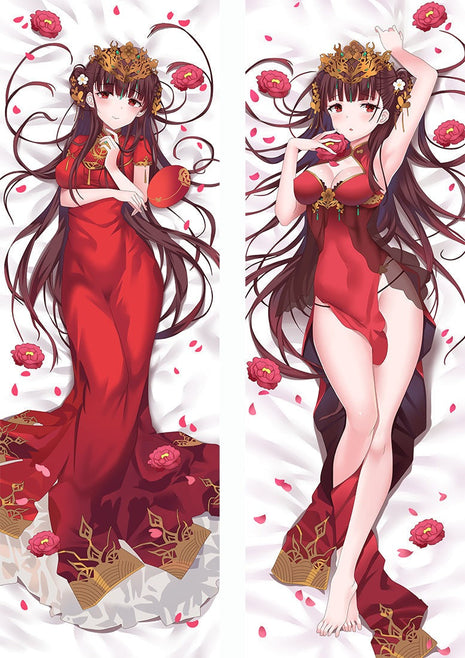 Yat Sen Azur Lane Dakimakura Anime Body Pillow Case 20346 Female Red dress Kimono