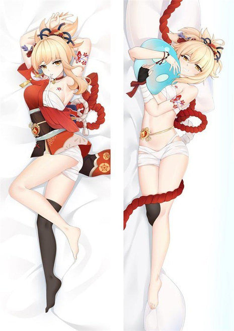 Yoimiya Genshin Impact Dakimakura Anime Body Pillow Case 21052-1 Female Collar Kimono